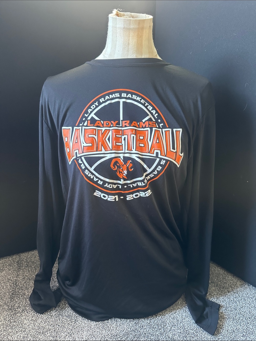 Lady Rams Basketball Long Sleeve Tee - Black/Orange